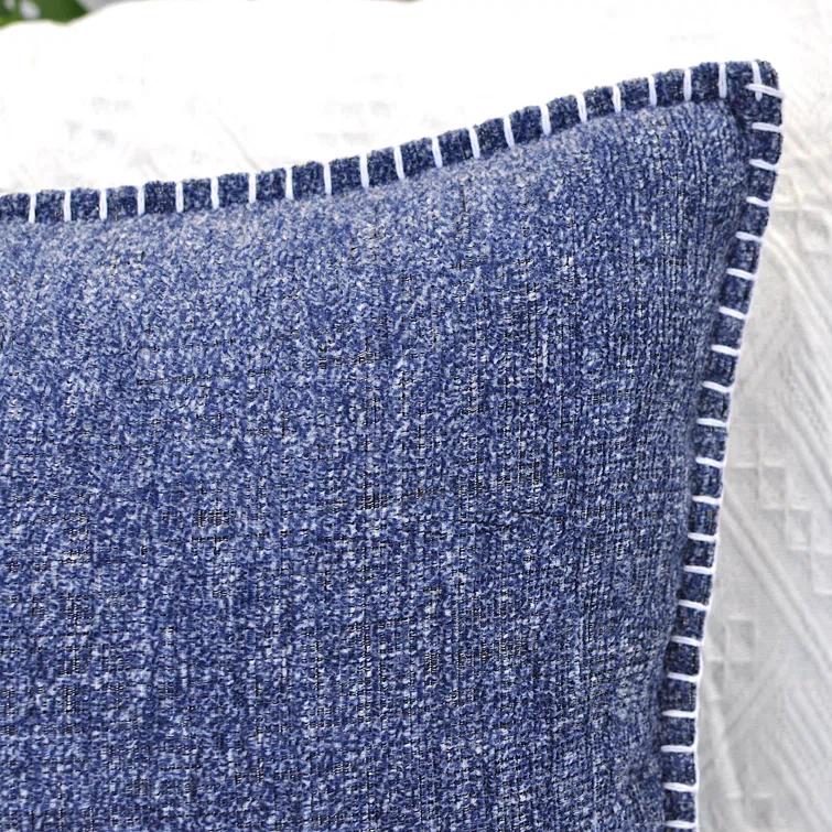 Oveesha Soft Chenille Throw Pillow Covers With Stitched Edge (Set of 2)