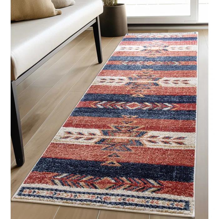 Union Rustic Crimson Southwestern Medallion Tribal Pattern Area Rug