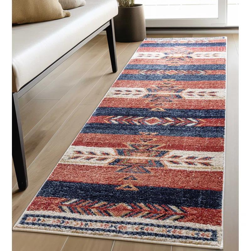 Union Rustic Crimson Southwestern Medallion Tribal Pattern Area Rug