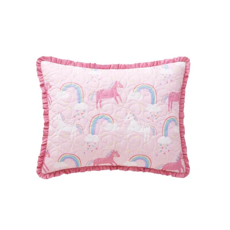 Alex + Bella ALEX + BELLA Unicorn Parade Pink Reversible Microfiber Quilt Set