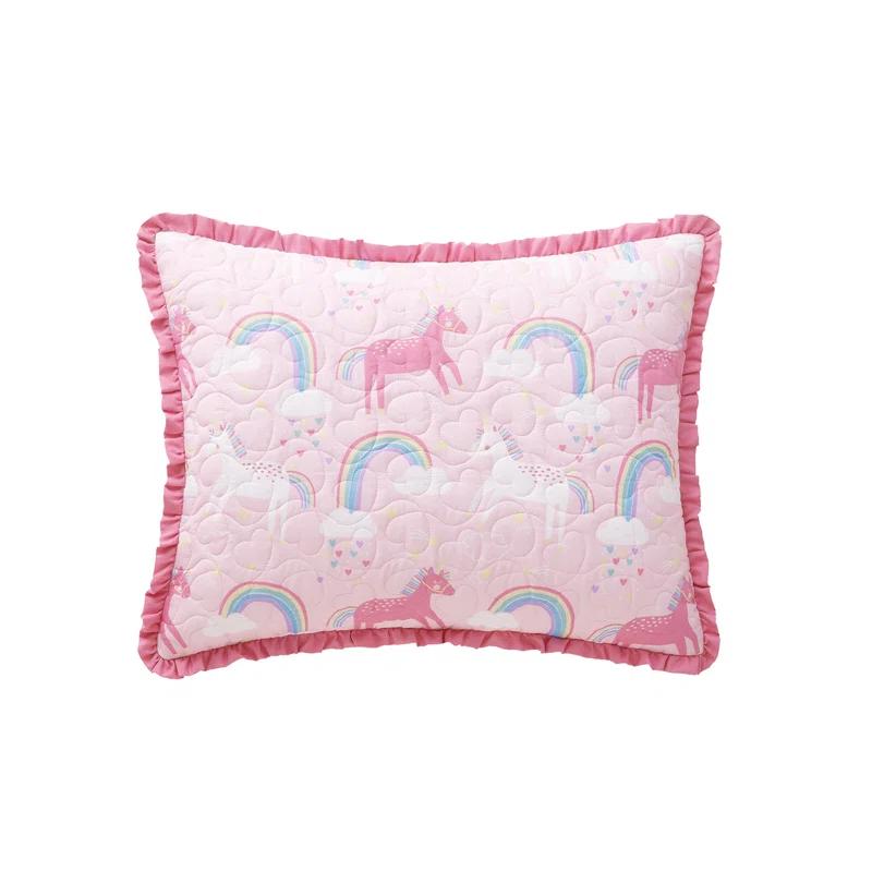 Alex + Bella ALEX + BELLA Unicorn Parade Pink Reversible Microfiber Quilt Set