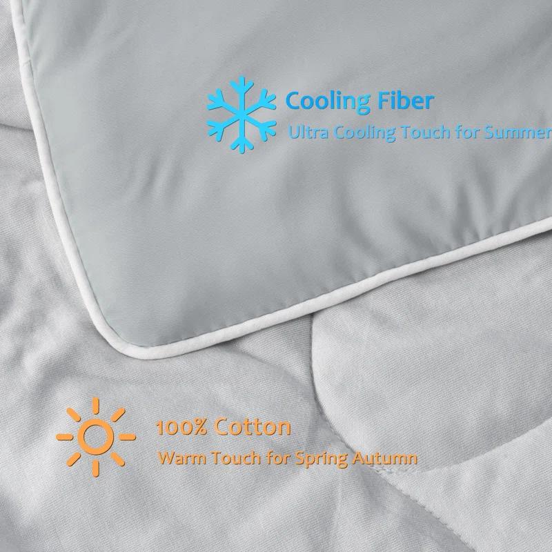 Catalonia Reversible Cooling Blanket, Lightweight Summer Comforter for Hot Sleepers, Silky Soft Summer Duvet Throw Size, 50 x 60 inches, Soft Breathable