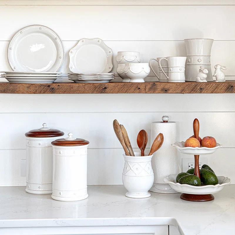 Juliska Berry & Thread Canister with Wooden Lid - Whitewash
