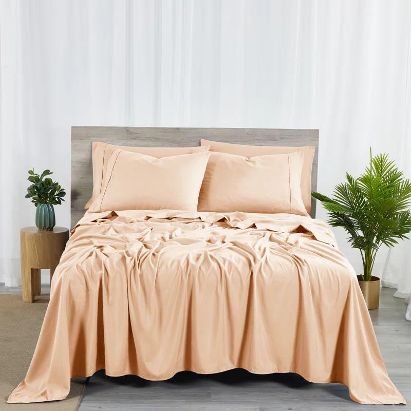 Bed Bath Fashions Bibb Home 2000 Count 6-Piece Rayon From Bamboo Sheet Set with Snug Grip