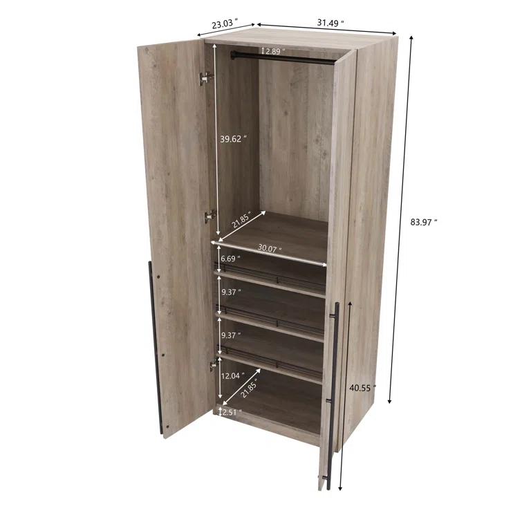Manhattan Comfort Lee Freestanding Wardrobe Closet 3.0 with 1 Hanging Rod, 3 Shoe Shelves, and 1 Basic Shelf