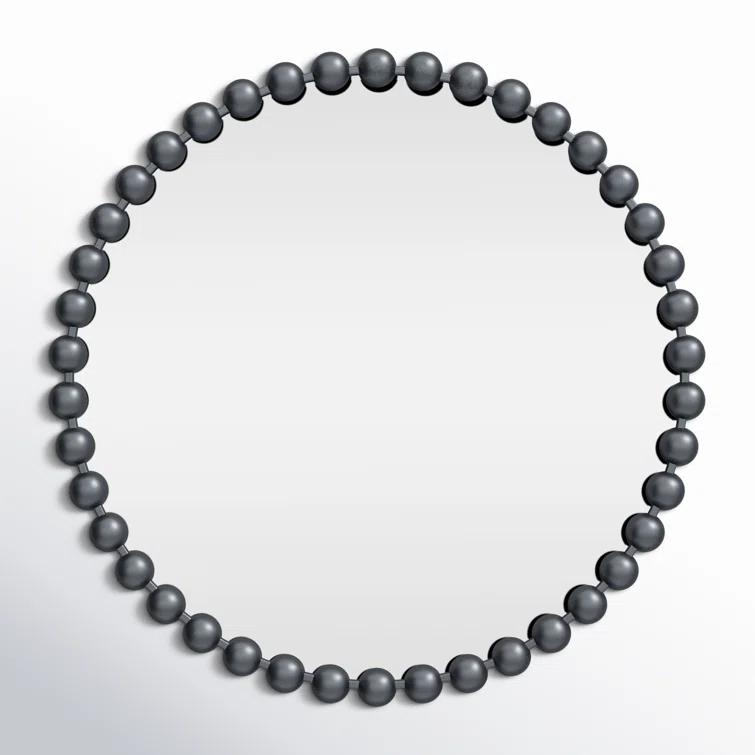 Marlowe Beaded Round Metal Wall Mirror