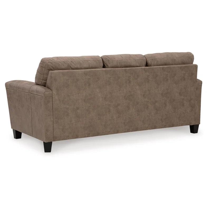 Benjara Nav Queen Size Sofa Sleeper, Fossil Brown Faux Leather, Foam, 89 Inch
