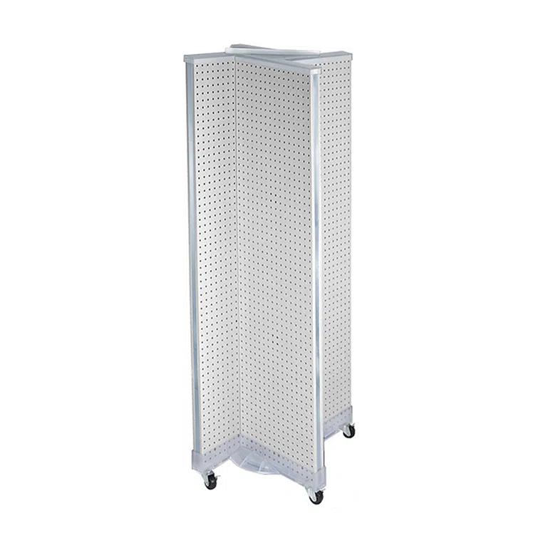 Azar Displays Four-Sided Pegboard Tower Floor Display on Wheeled Base. Panel Size: 16"W x 64.25"H