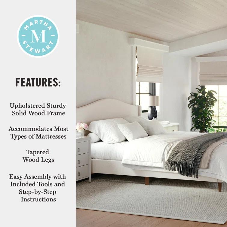 Martha Stewart Martha Stewart Amelia Upholstered Platform Bed With Curved Headboard