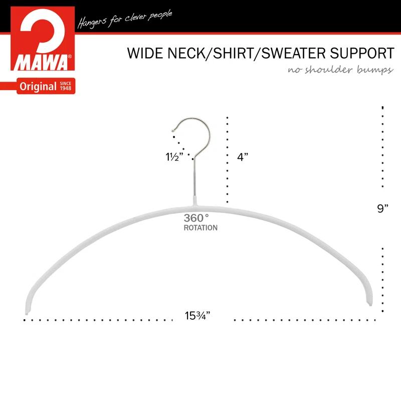 Mawa Metal Non-Slip Standard Hanger for Dress/Shirt/Sweater (Set of 10)