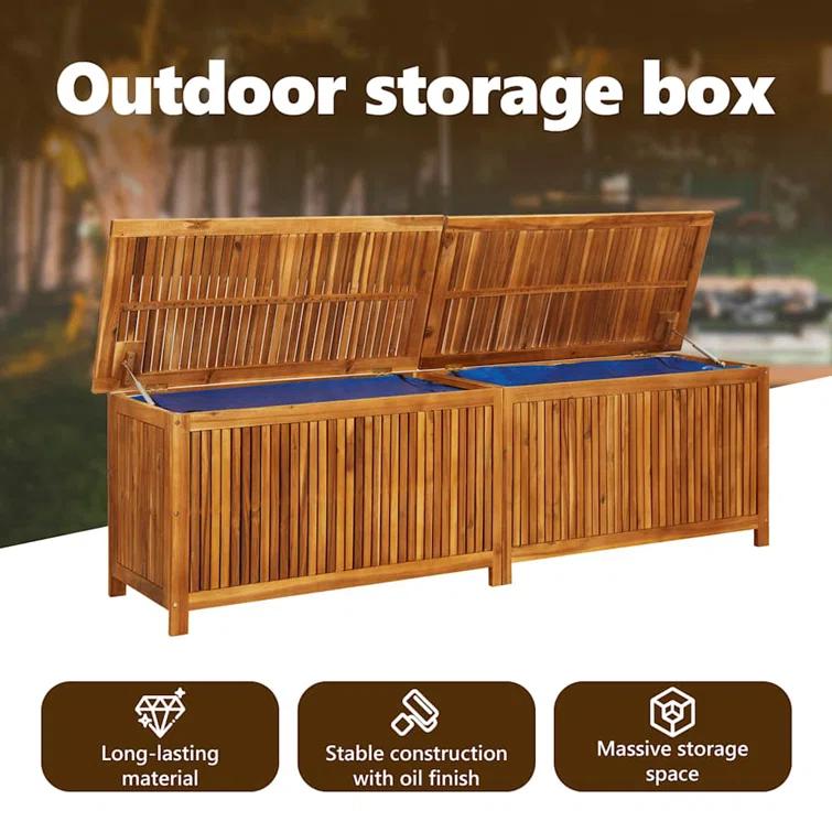 VidaXL vidaXL Outdoor Storage Box, Deck Box, Solid Acacia Wood