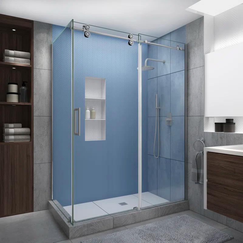 Aston Langham XL 60" - 64" W x 30" D x 80" H Frameless Rectangle Sliding Shower Enclosure SEN979EZ.UC-SS-643080-L