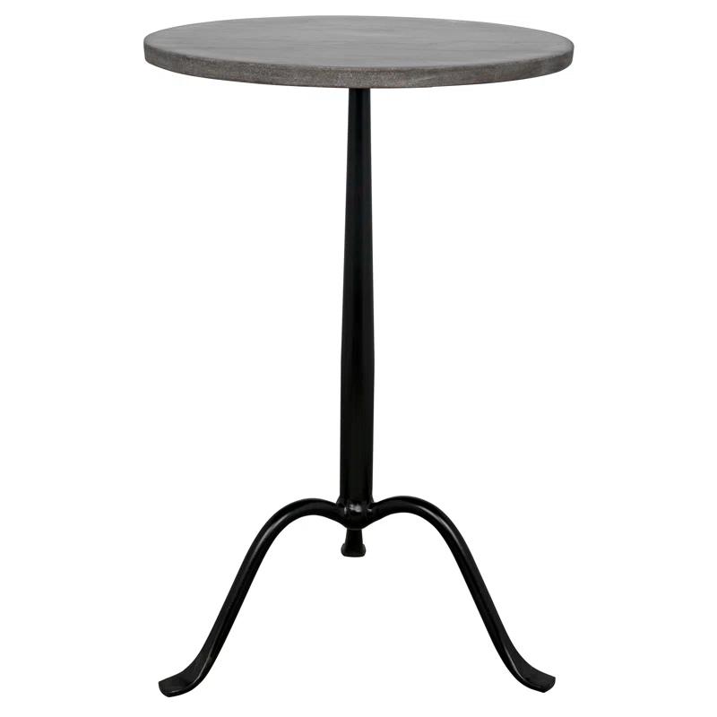 Alfano Round Side Table - Black and Gray Marble