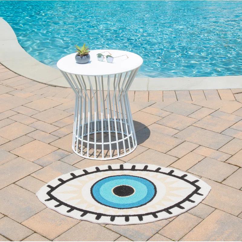 Dakota Fields Novelty Huxton Hand Hooked Polyester Area Rug in Multicolor Blue