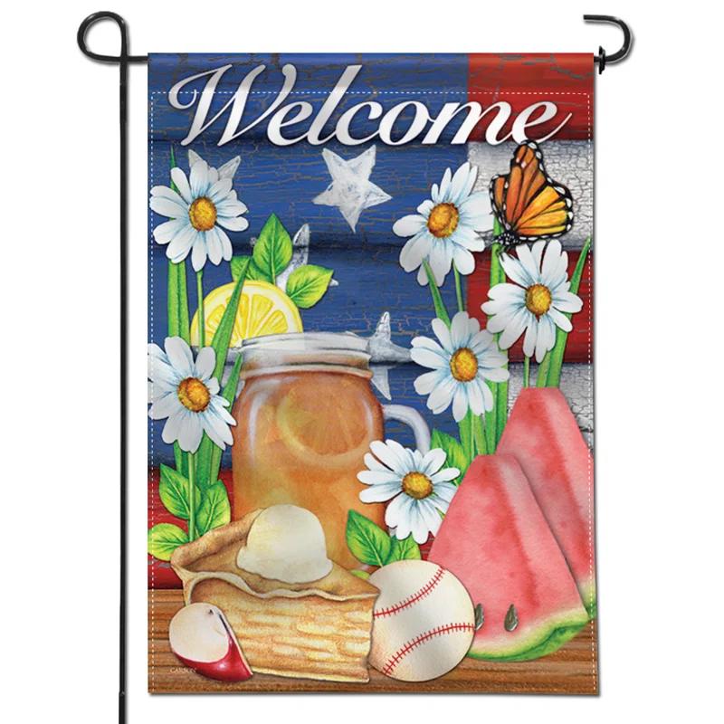 ANLEY American Summer Welcome Watermelon Cake 2-Sided Polyester 18 x 12.5 in. Garden Flag