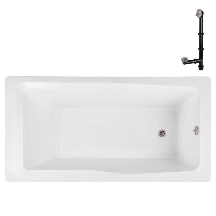 Streamline Bath 60'' x 32'' Acrylic Soaking Drop-In Bathtub, Drain Included N-4400-757-BNK