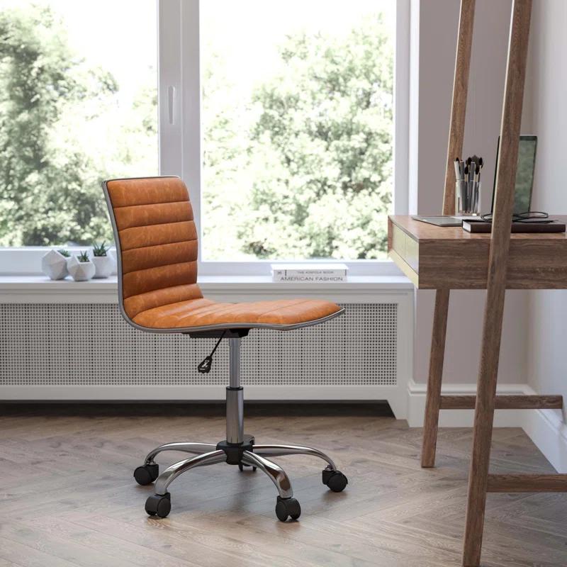 Flash Furniture Merchiston Low-Back Modern Ribbed Upholstered Vinyl Swivel Desk Chair by Flash Furniture