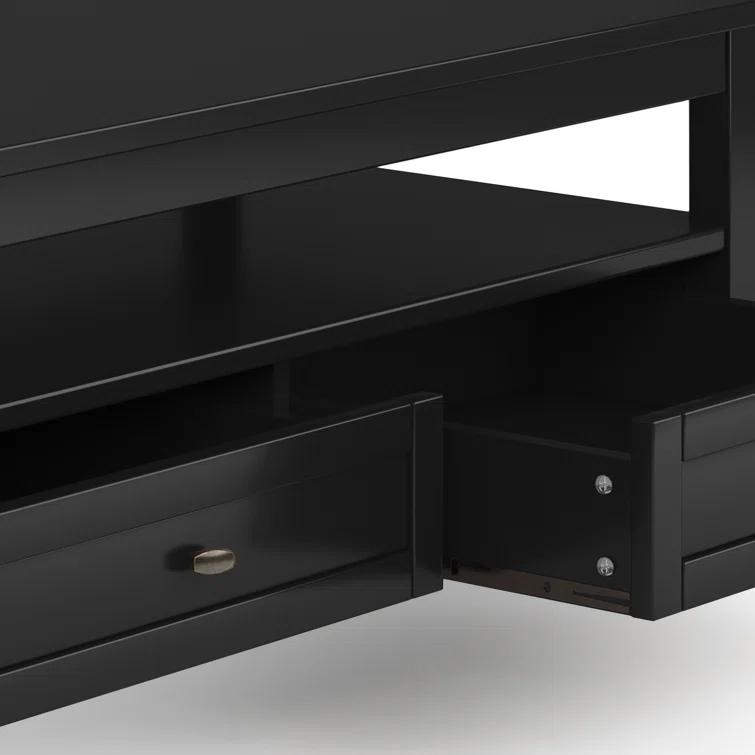 Simpli Home Warm Shaker 48"W Solid Wood Coffee Table with Two Storage Drawers and Open Shelf