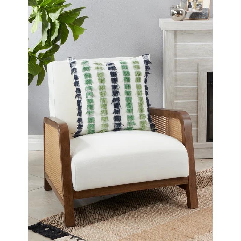 Fringed Cotton Throw Pillow