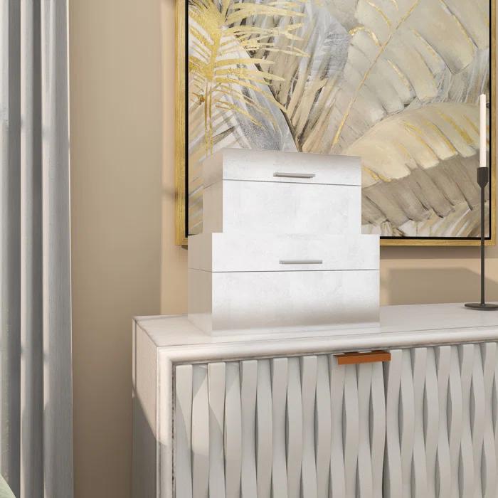 CosmoLiving by Cosmopolitan Wooden Decorative Box with Textured Foiled Exterior Set