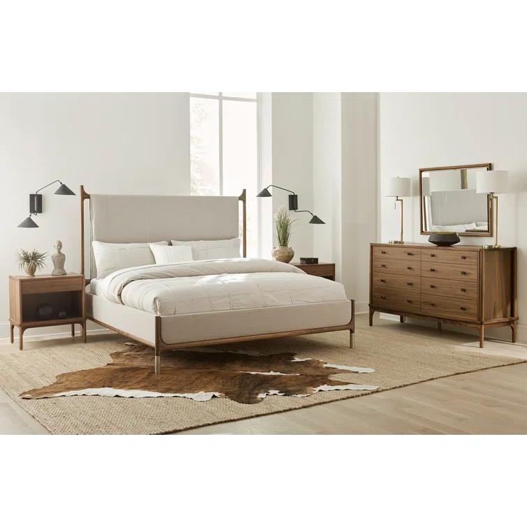 Walnut Mid-Century Modern Solid Wood Nightstand