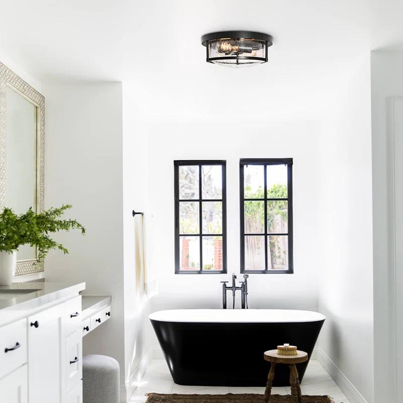 Lampkins 2 - Light Seeded Glass Shaded Flush Mount