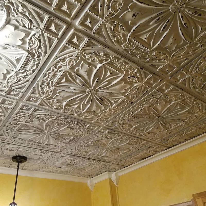 FromPlainToBeautifulInHours Milan 24'' L x 24'' W Textured PVC Drop-In & Glue Up Ceiling Tile Ceiling Tile (Set of 25)