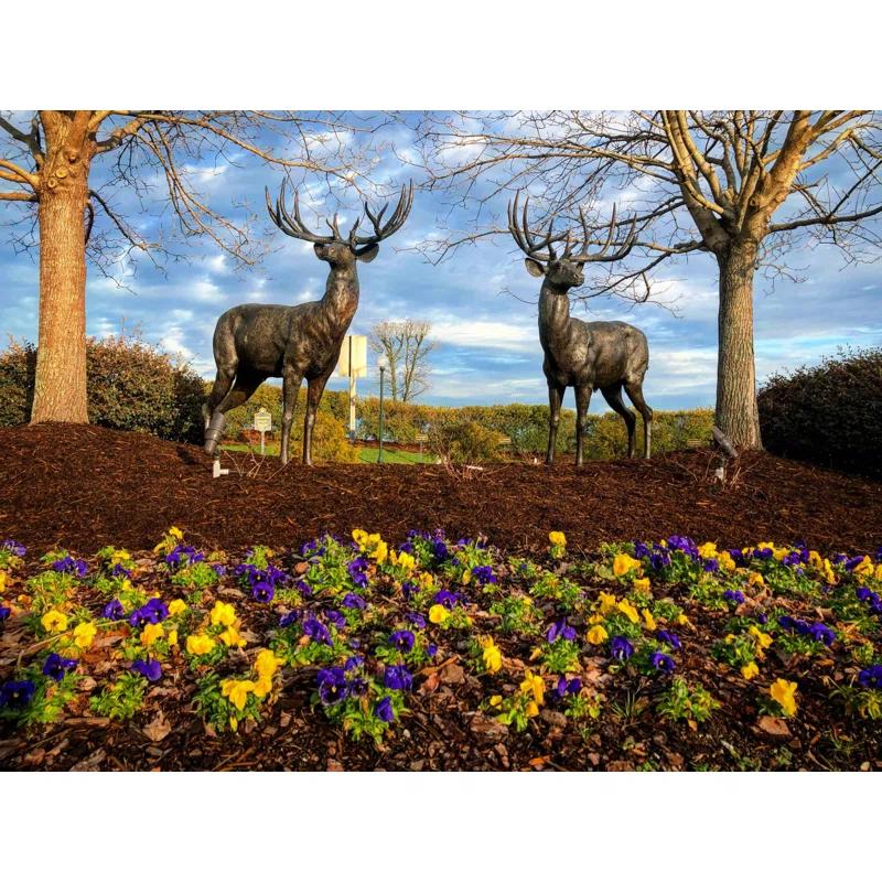 Metropolitan Galleries Bronze Buck and Doe 2 Piece Sculpture Set