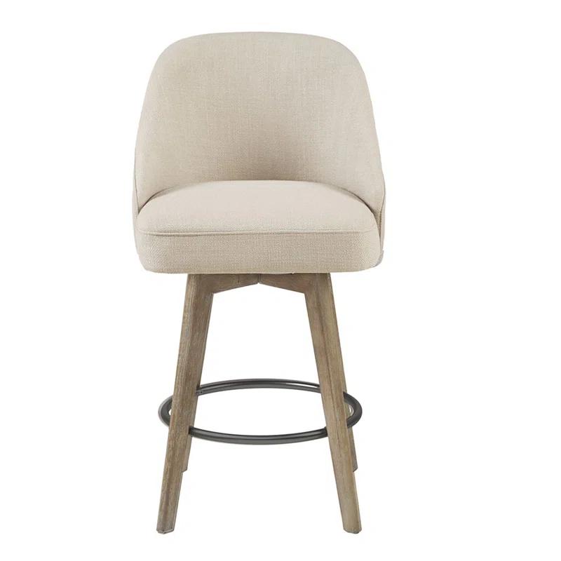 Everly Quinn Stylish Counter Stool With Swivel Seat And Solid Wood Legs