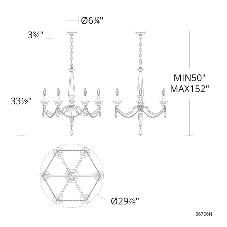 Verona 6 - Light Dimmable Classic / Traditional Chandelier