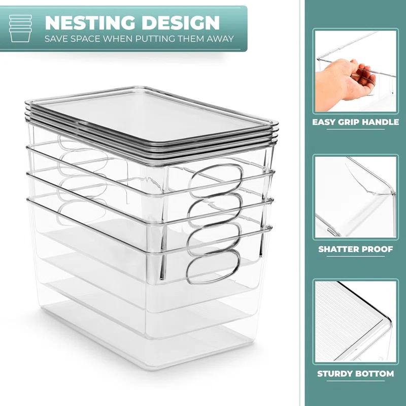 Sorbus Sorbus Large Clear Kitchen, Pantry, and Fridge Storage Bins with Lids 8 Pack