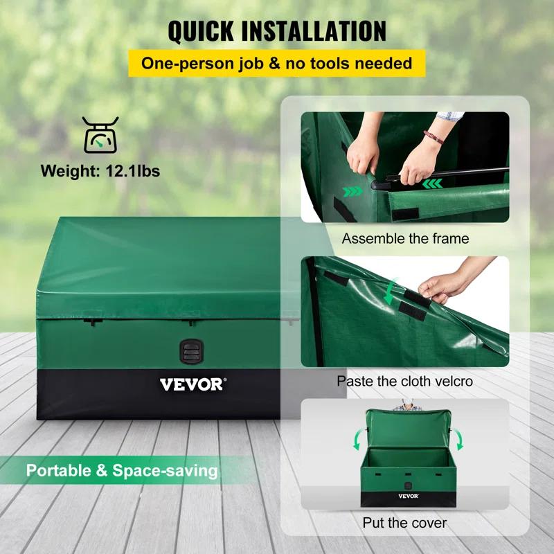 VEVOR VEVOR 48'' W 100 Gallons Water Resistant Polyethylene Plastic Deck Box in Green/Black