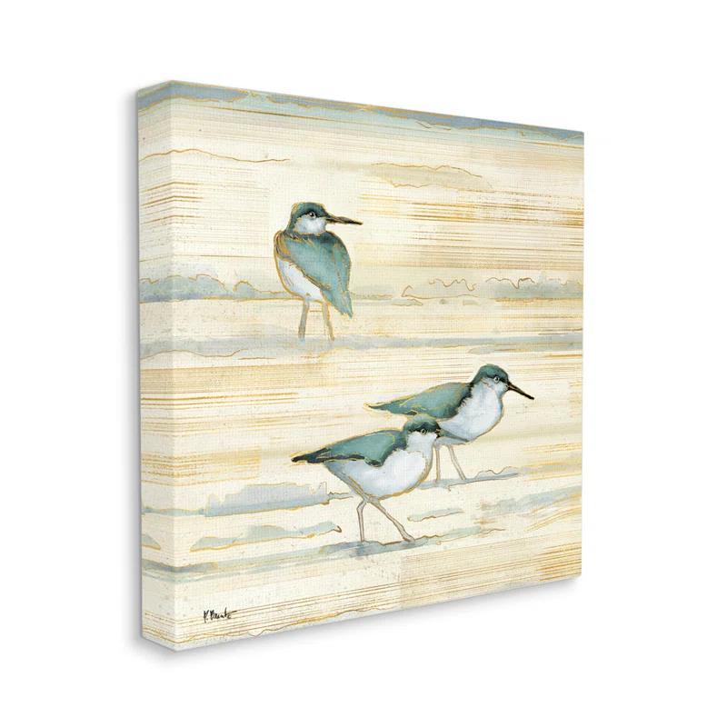 Stupell Industries " Oceanside Sandpipers Beach Birds " Painting Print
