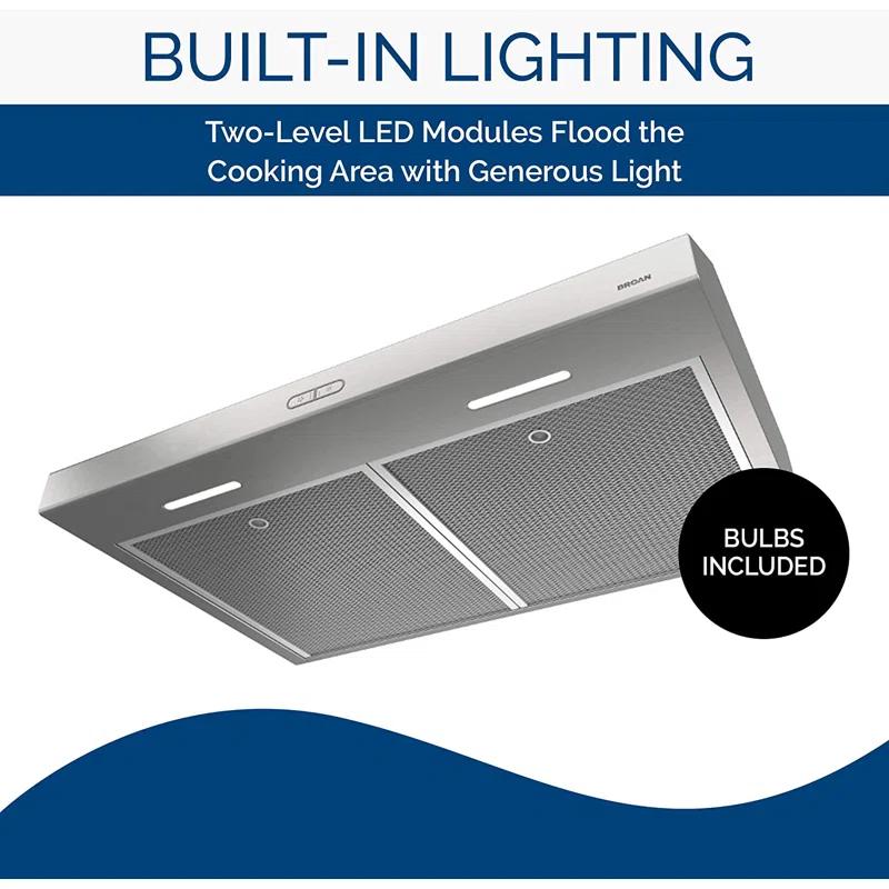 Broan NuTone Broan NuTone 36" Steel 375 CFM Convertible Under Cabinet Range Hood with Mesh Filter BCDF136SS