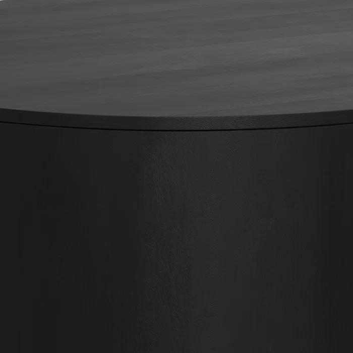 Simpli Home Millbury 36"W Solid Mango Wood Contemporary Round Drum Coffee Table, Fully Assembled