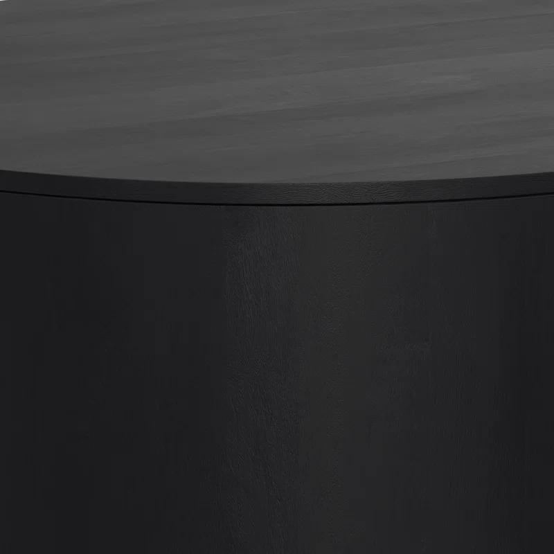 Simpli Home Millbury 36"W Solid Mango Wood Contemporary Round Drum Coffee Table, Fully Assembled