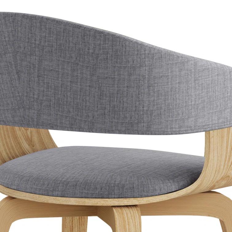 Lowell Bentwood Upholstered Dining Chair with Curved Backrest in Mid-Century Modern Style
