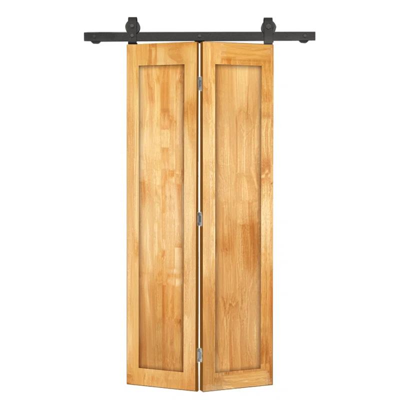 Calhome 1 Panel Shaker Pine Wood Bi-Fold Door with Sliding Barn Door Hardware Kit