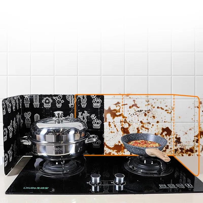 Cheer Collection Foldable Aluminum Oil Splatter Guard Plates (Black) (Set of 2)