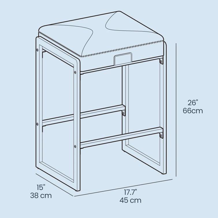 VASAGLE Bar Stools Set of 2, Counter Height Bar Stools, Synthetic Leather with Stitching (Set of 2)