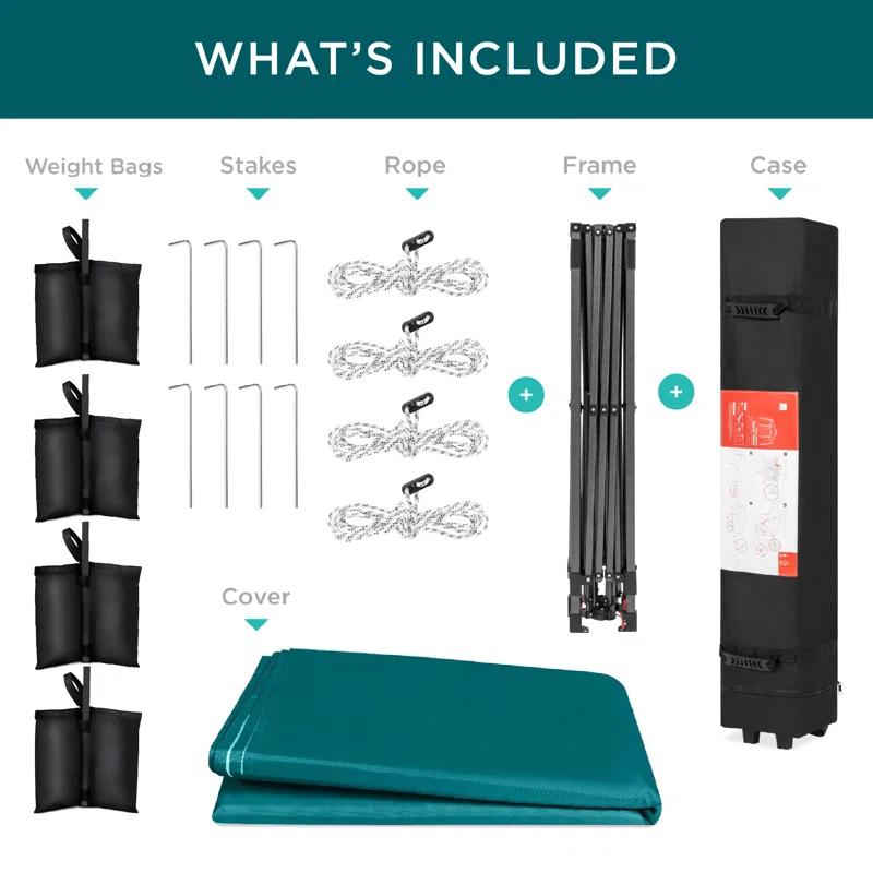 Best Choice Products Best Choice Products Easy Setup Pop Up Canopy W/ 1-Button Setup, Wheeled Case, 4 Weight Bags