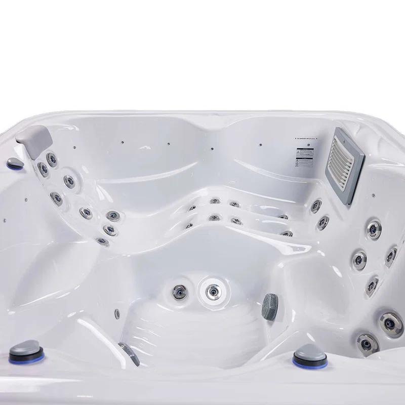 Buenospa New York 6 - Person 49 - Jet Acrylic Square Hot Tub with Ozonator and Cover in White