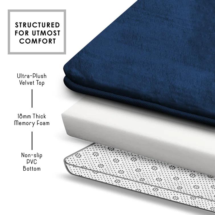Clara Clark Ultra Soft and Absorbent Memory Foam Bath Rug Set with Non-Slip Backing