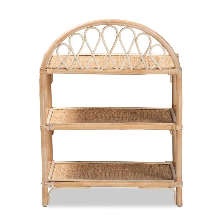 Bayou Breeze Redell Modern Bohemian Rattan 3-Tier Display Shelf