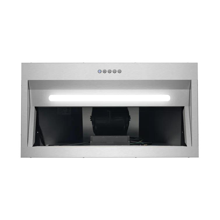 Streamline Bath Streamline 28 In. T-4267-1-CL Belsito Convertible Insert 350 CFM Range Hood In Brushed Stainless Steel With Baffle Filters, Electronic Button Control, LED Light T-4267-1-CL