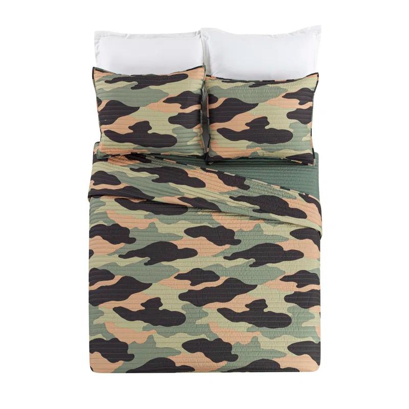 Urban Playground Covert Camo Green Reversible Microfiber Comforter Set