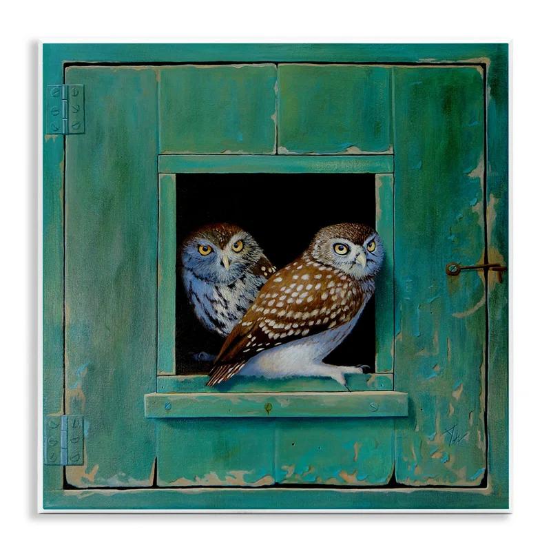 Stupell Industries " Spotted Owls " by Alan Weston Painting Print