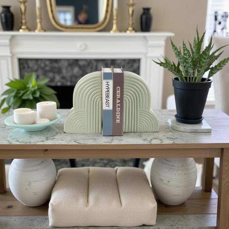 Arch Bookends - 13" x 10" Decorative Ceramic Book Holders - Book Lover Gift Idea (Set of 2)