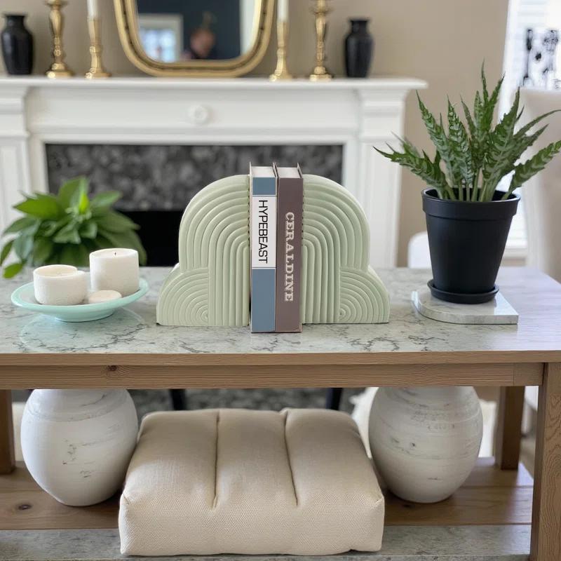 Arch Bookends - 13" x 10" Decorative Ceramic Book Holders - Book Lover Gift Idea (Set of 2)