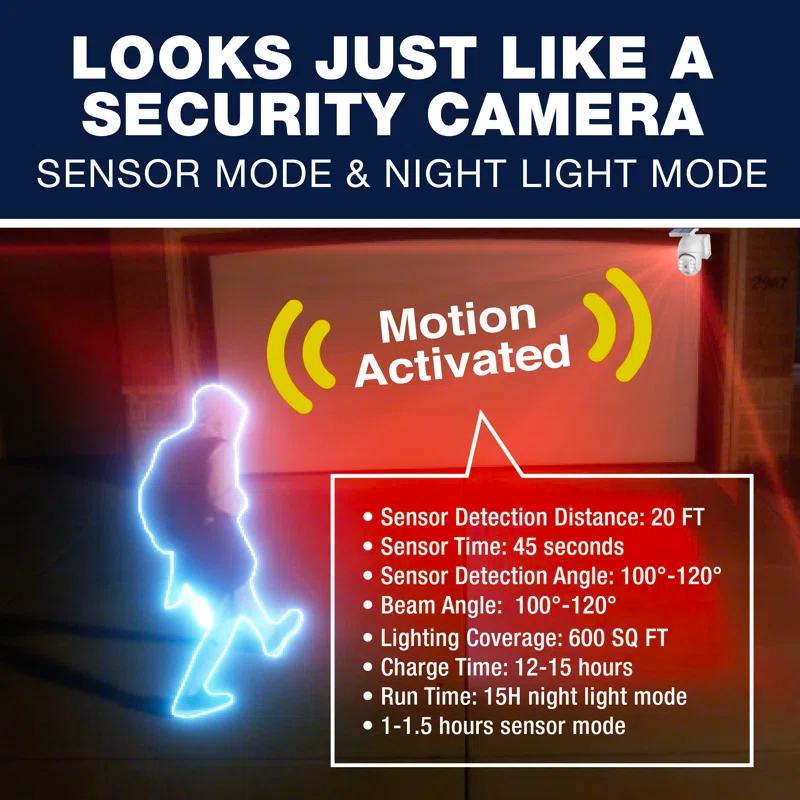 Bell + Howell LED Solar Powered Outdoor Security Spotlight with Motion Sensor